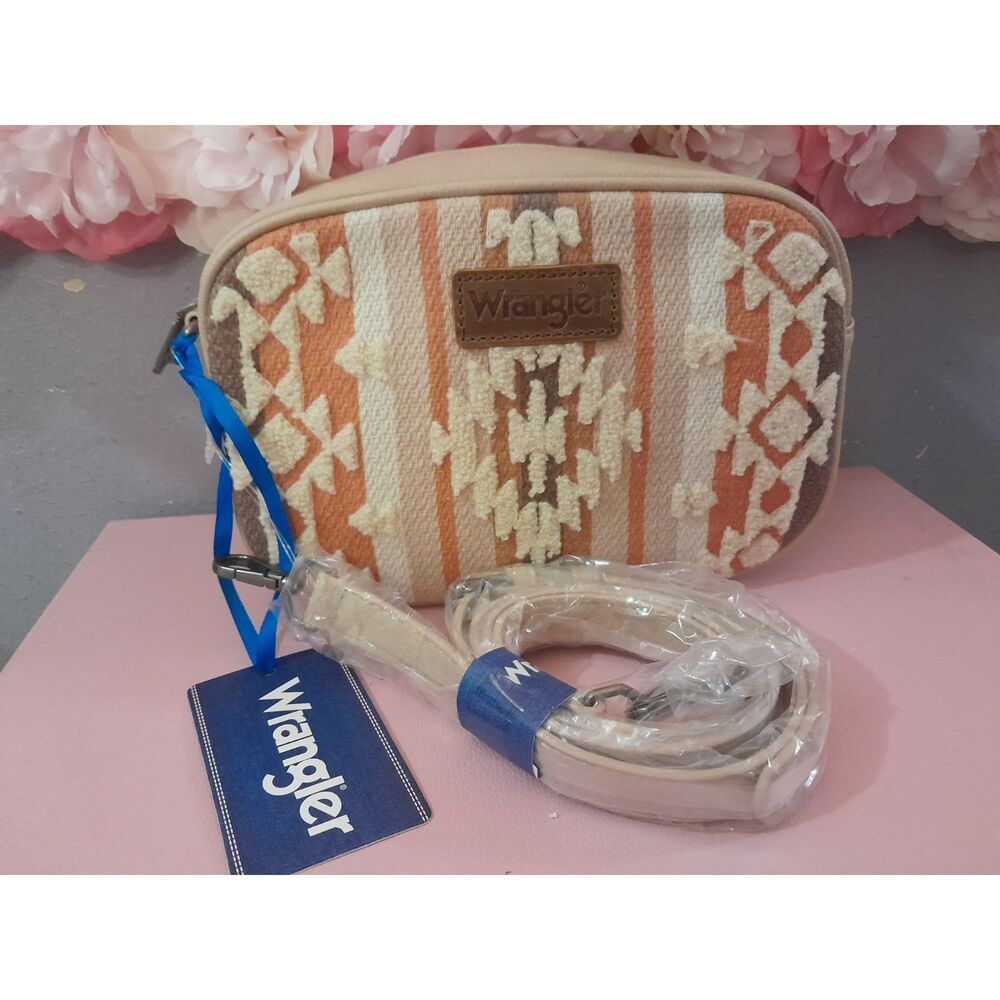 Wrangler Crossbody Bags for Women Sherpa Aztec Canvas Crossover Purse